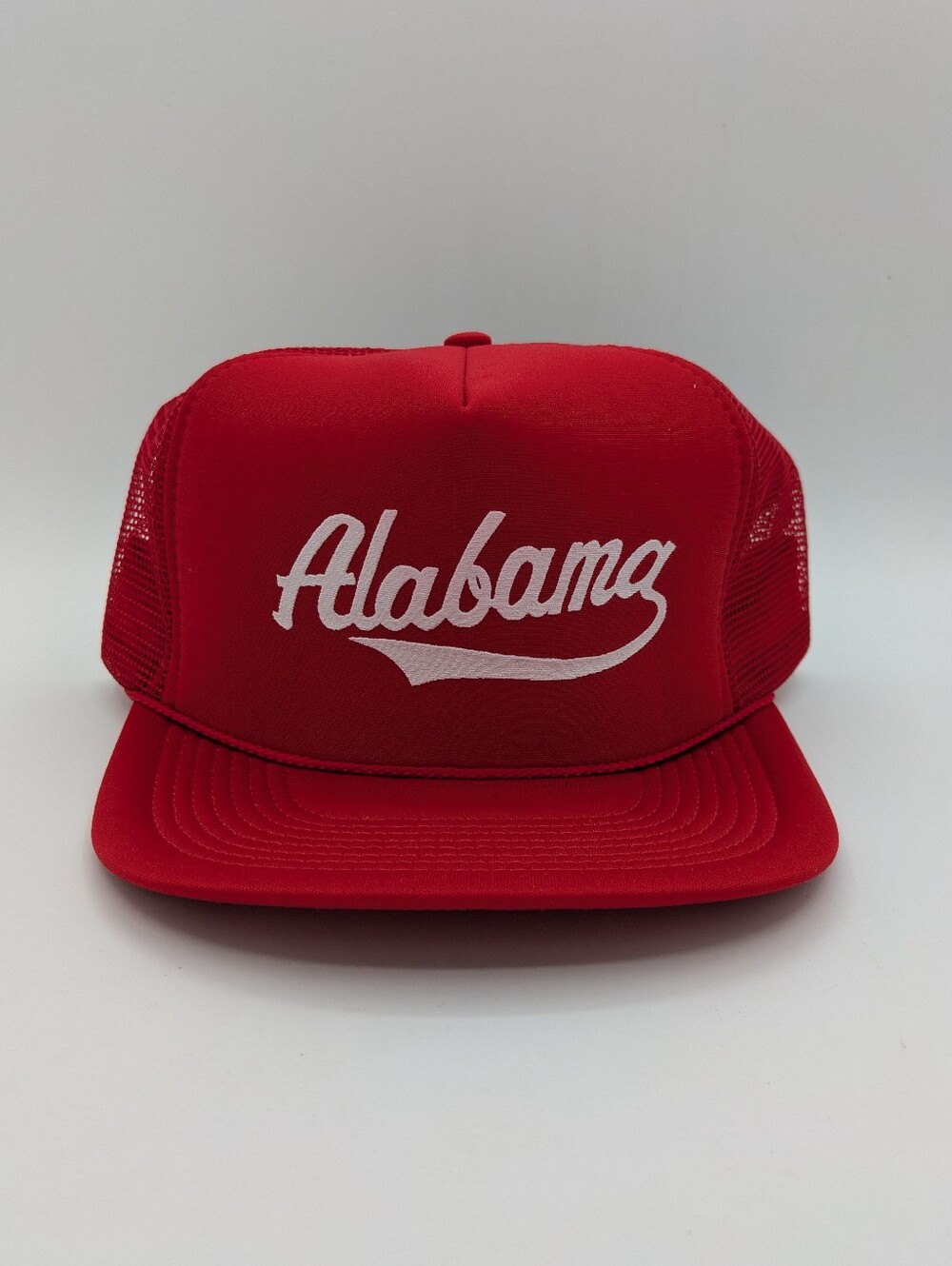 Vintage Alabama Red Baseball Script Trucker Snapback Hat NWOT